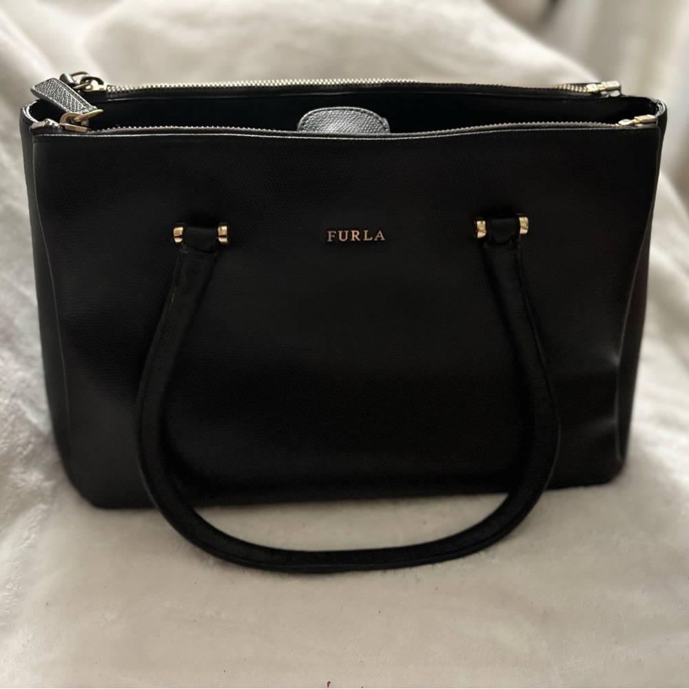 Furla Black Leather Tote Bag